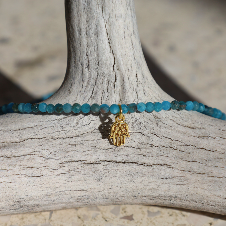 Hamsa gold charm on anklet 