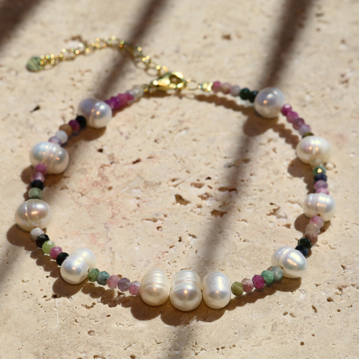 Tourmaline and Pearl multi color bracelet 