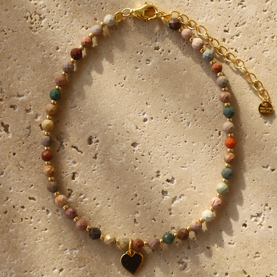 alashan gemstone heart charm bracelet multi color