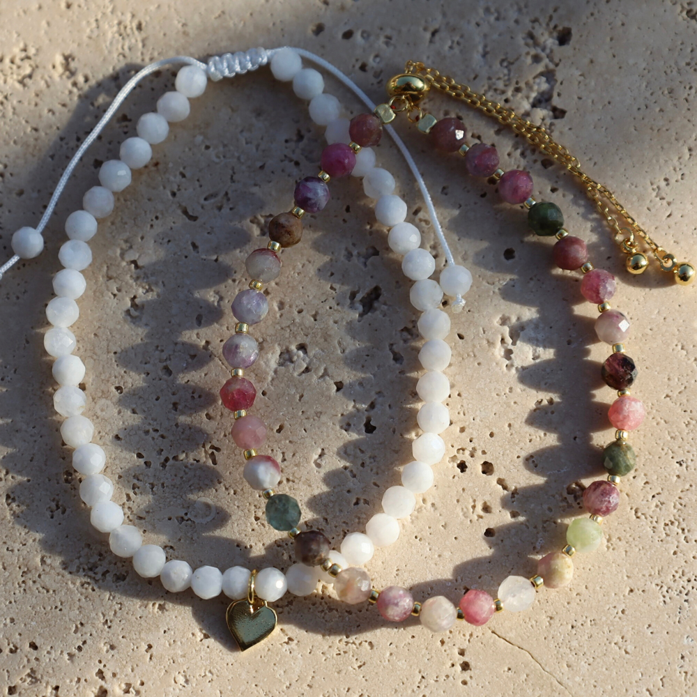  moonstone and tourmaline gemstone bracelets 