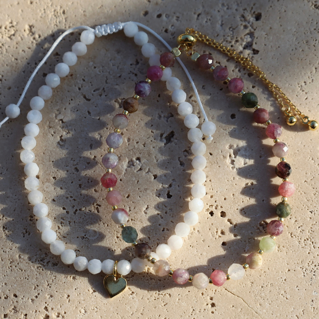  moonstone and tourmaline gemstone bracelets 