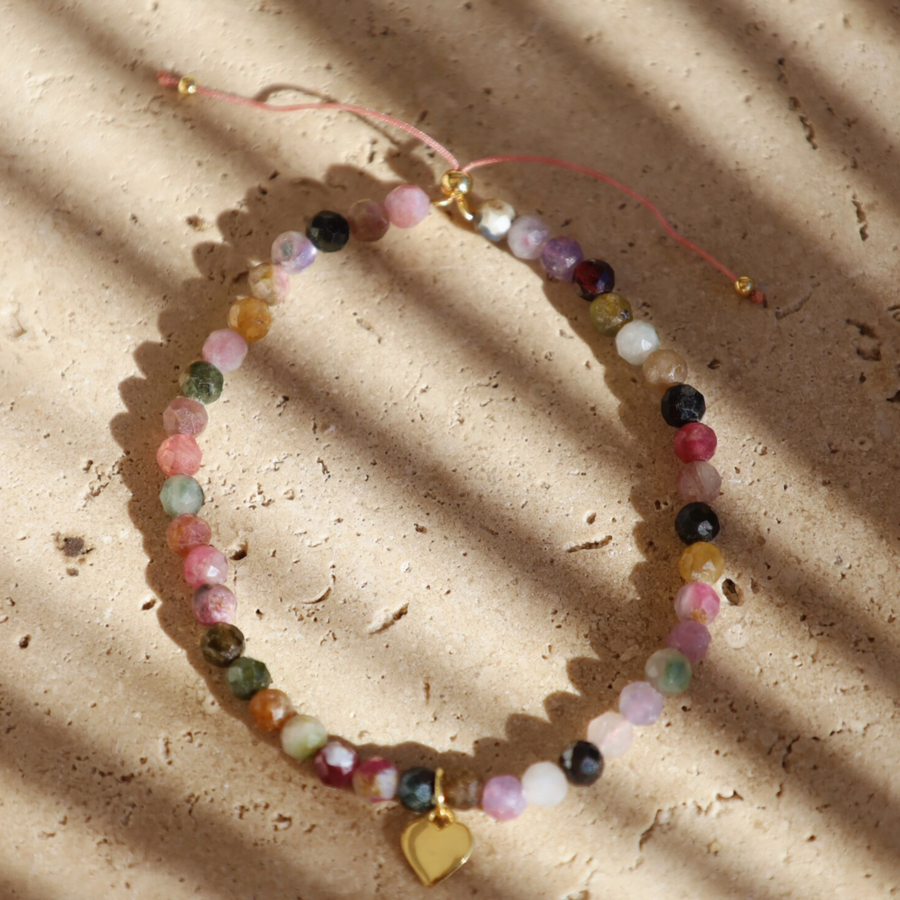 tourmaline gemstone bracelet heart charm
